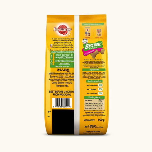 Pedigree Milk And Chicken Flavour Biscrok Biscuits Dog Treats